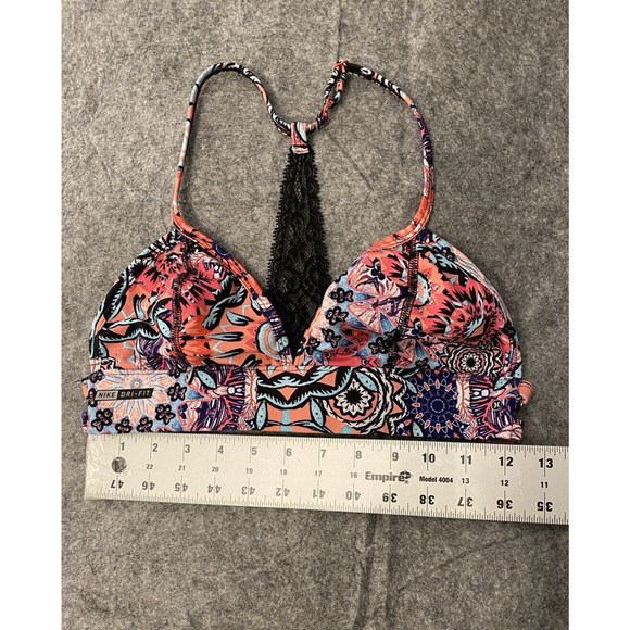 Nike Dri Fit Sports Bra Size XS-S Floral Lace Racer Back Hurley Collaboration - Picture 2 of 5